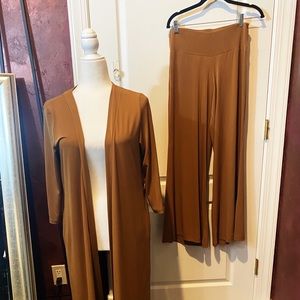 NWT Code Vitesse Cognac Long Coat snd Palazzo Pant